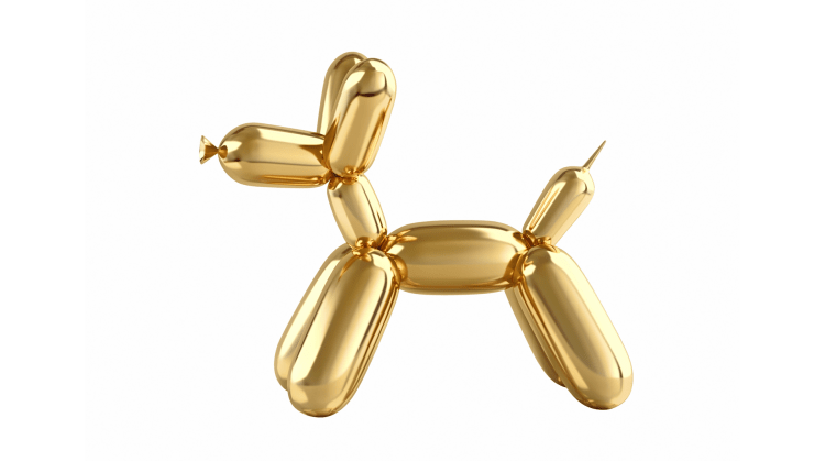 Balloon dog shaped like a dog NYE new years eve 2025 kick-off decorations table centerpiece gold color theme party all night long musicians for hire 5 piece gig cover band classic rock country roll too and a few of our own originals group stage performance